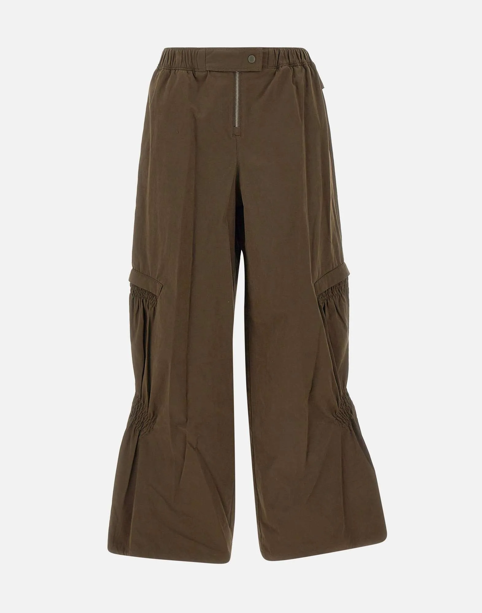 Shirring Volume Khaki Green Trousers