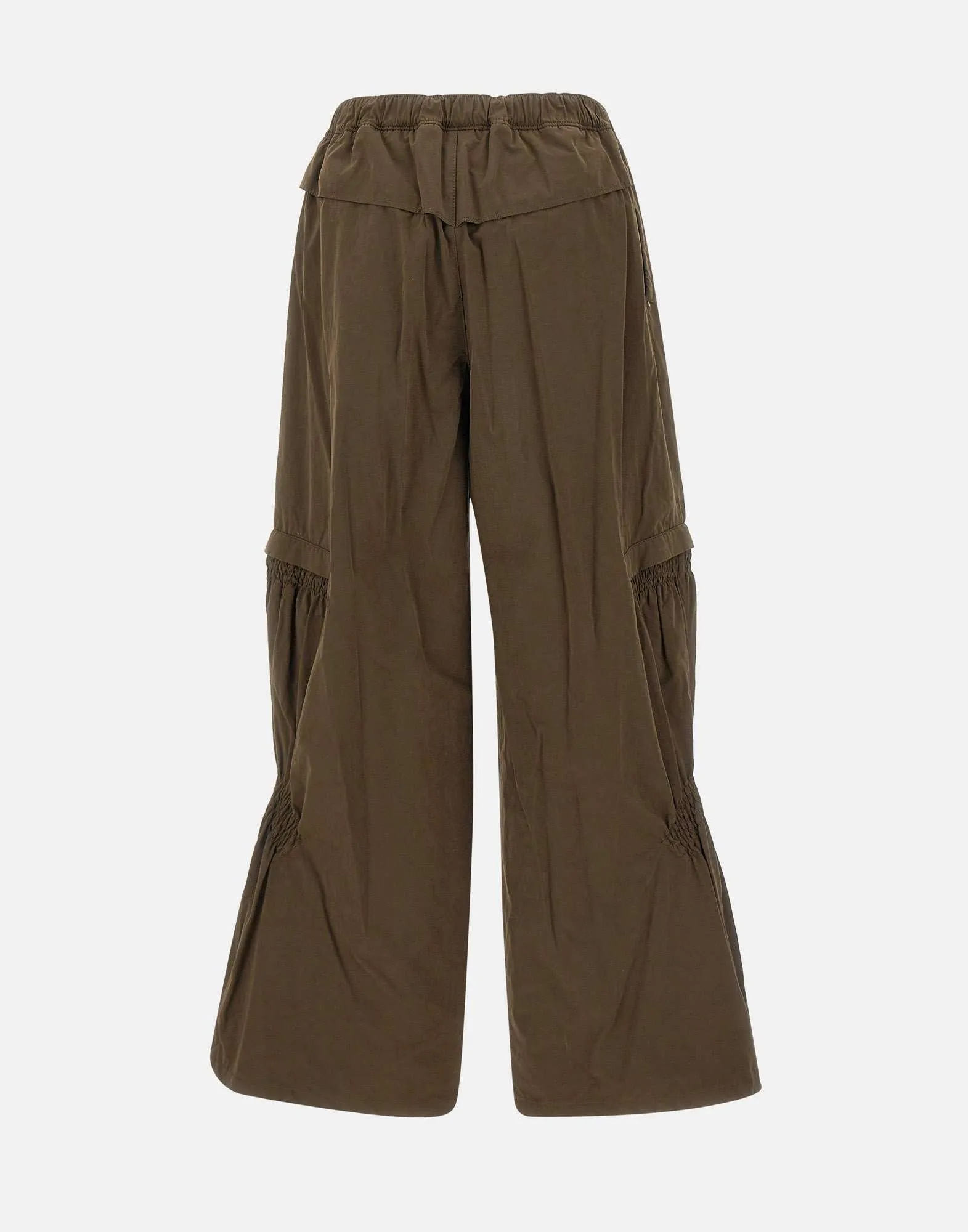 Shirring Volume Khaki Green Trousers