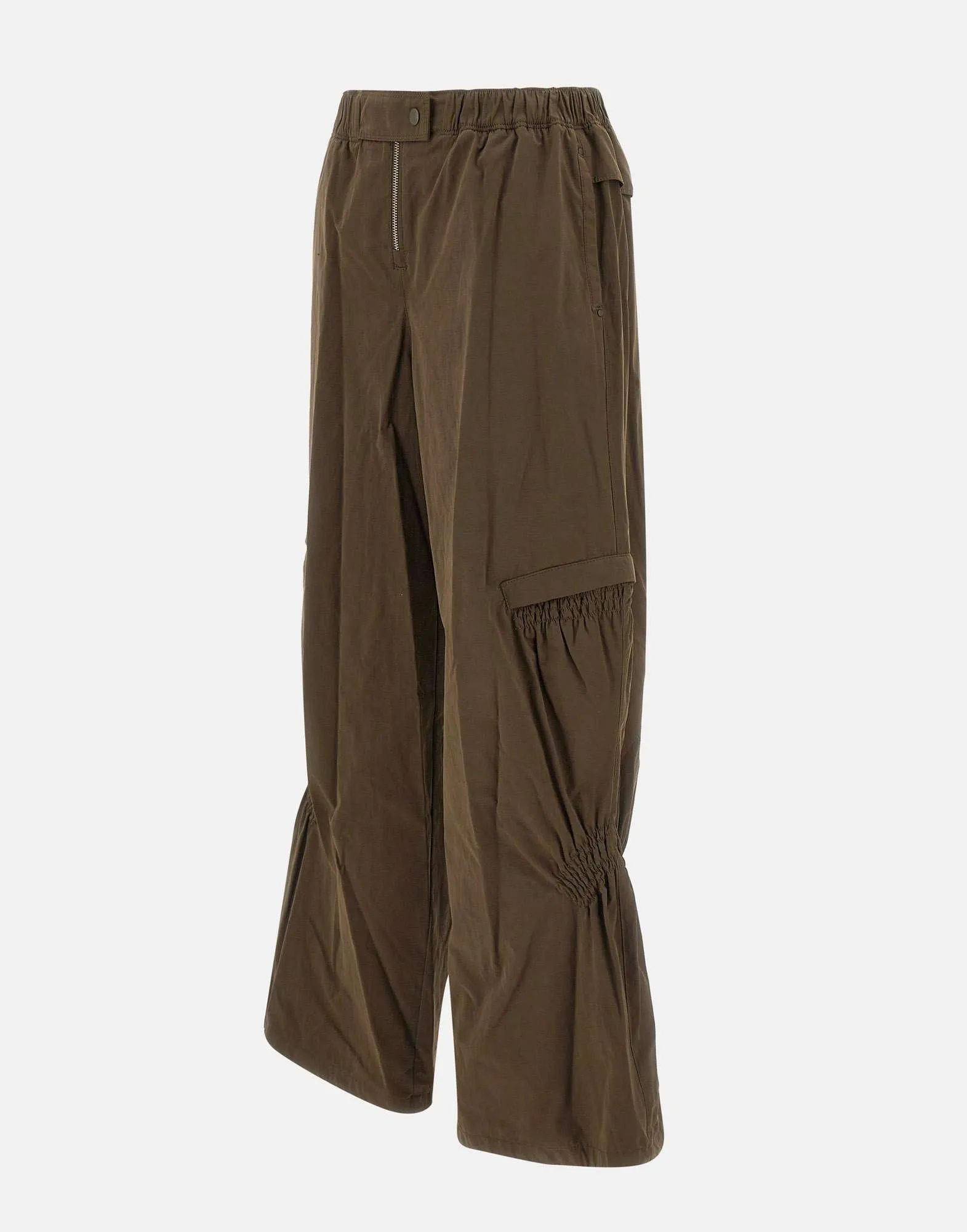 Shirring Volume Khaki Green Trousers