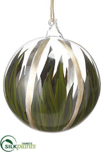 Silk Plants Direct Agave Glass Ball Ornament - Green Clear - Pack of 6