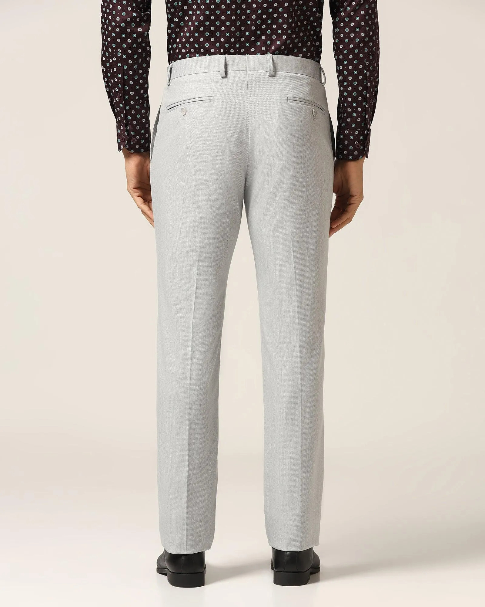 Slim Comfort B-95 Formal Light Grey Textured Trouser - Luna