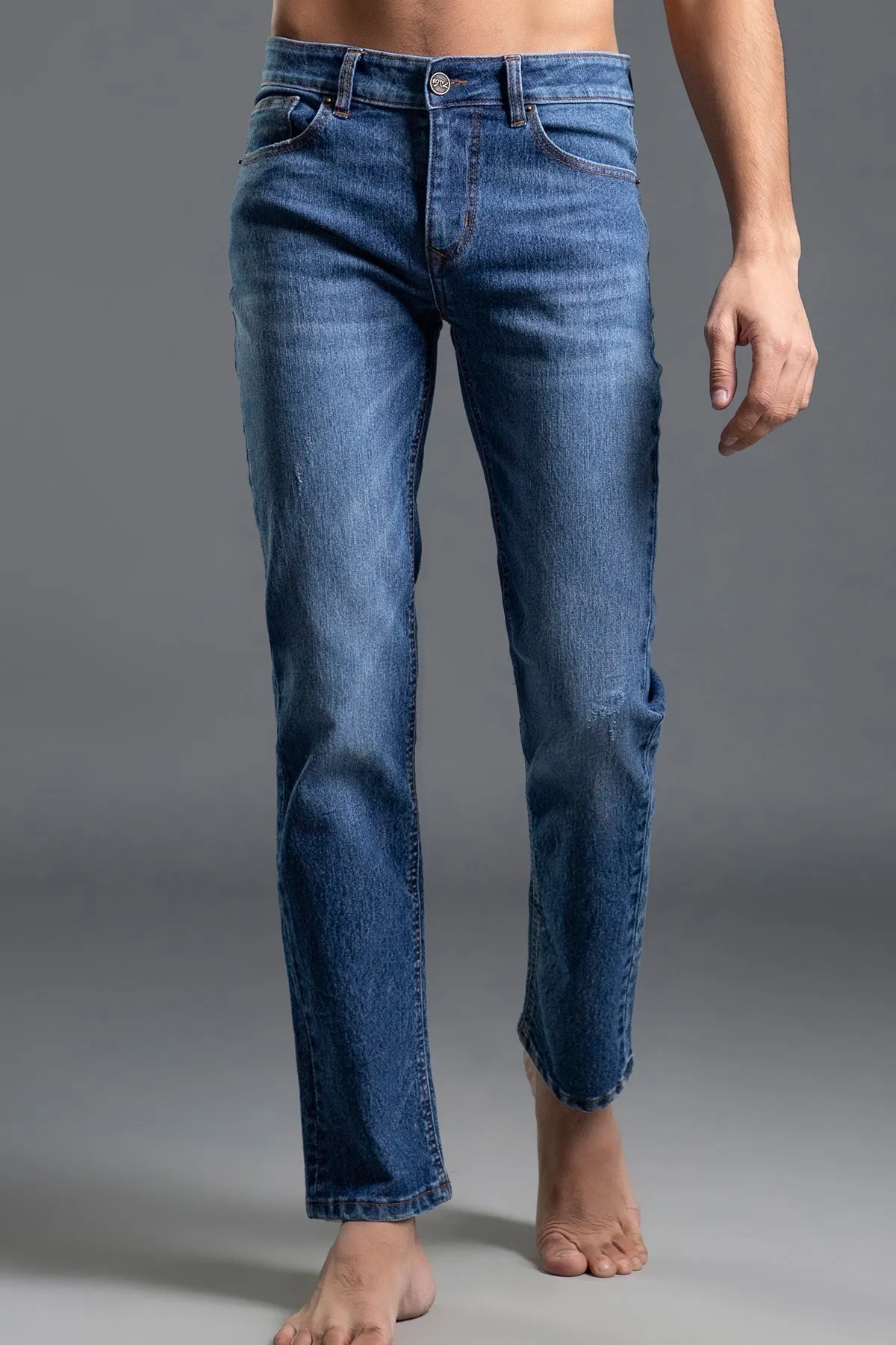 Slim-Fit Stretchable Denim Jeans (Light Blue) (ROCKFELLER)