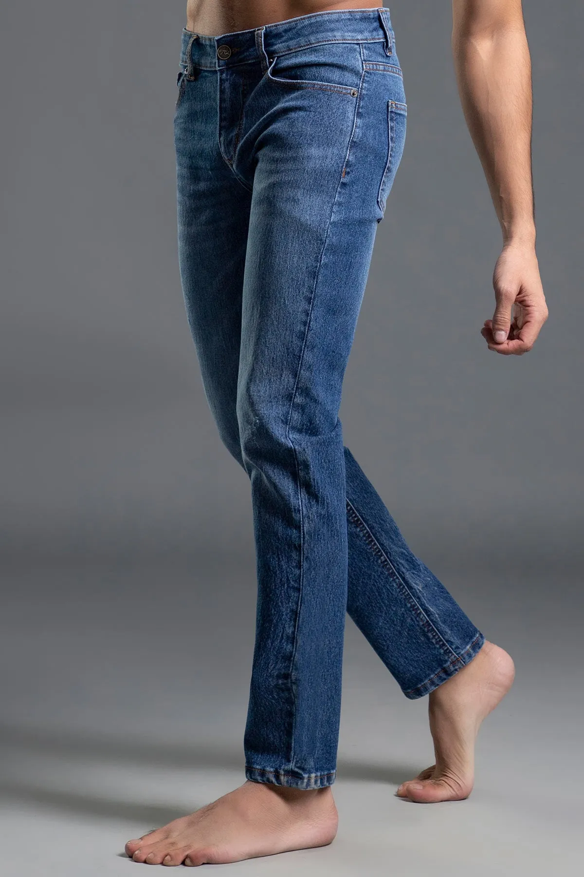 Slim-Fit Stretchable Denim Jeans (Light Blue) (ROCKFELLER)