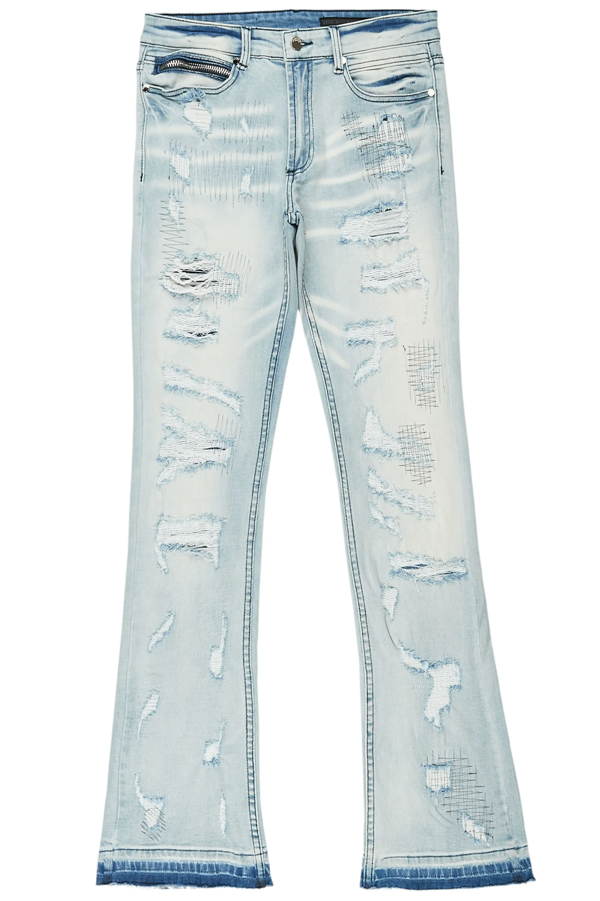 Spade Light Blue Stacked Flare Jean