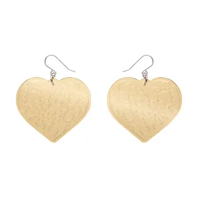 Spellbound Essentials Love Heart Dangle Earrings - Gold Mirror