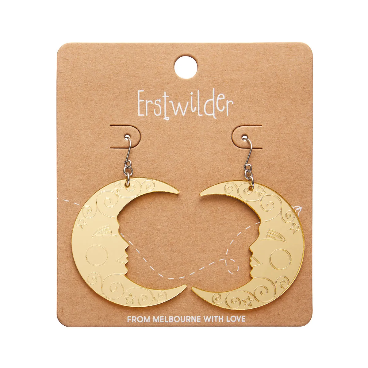 Spellbound Essentials Moon Dangle Earrings - Gold Mirror