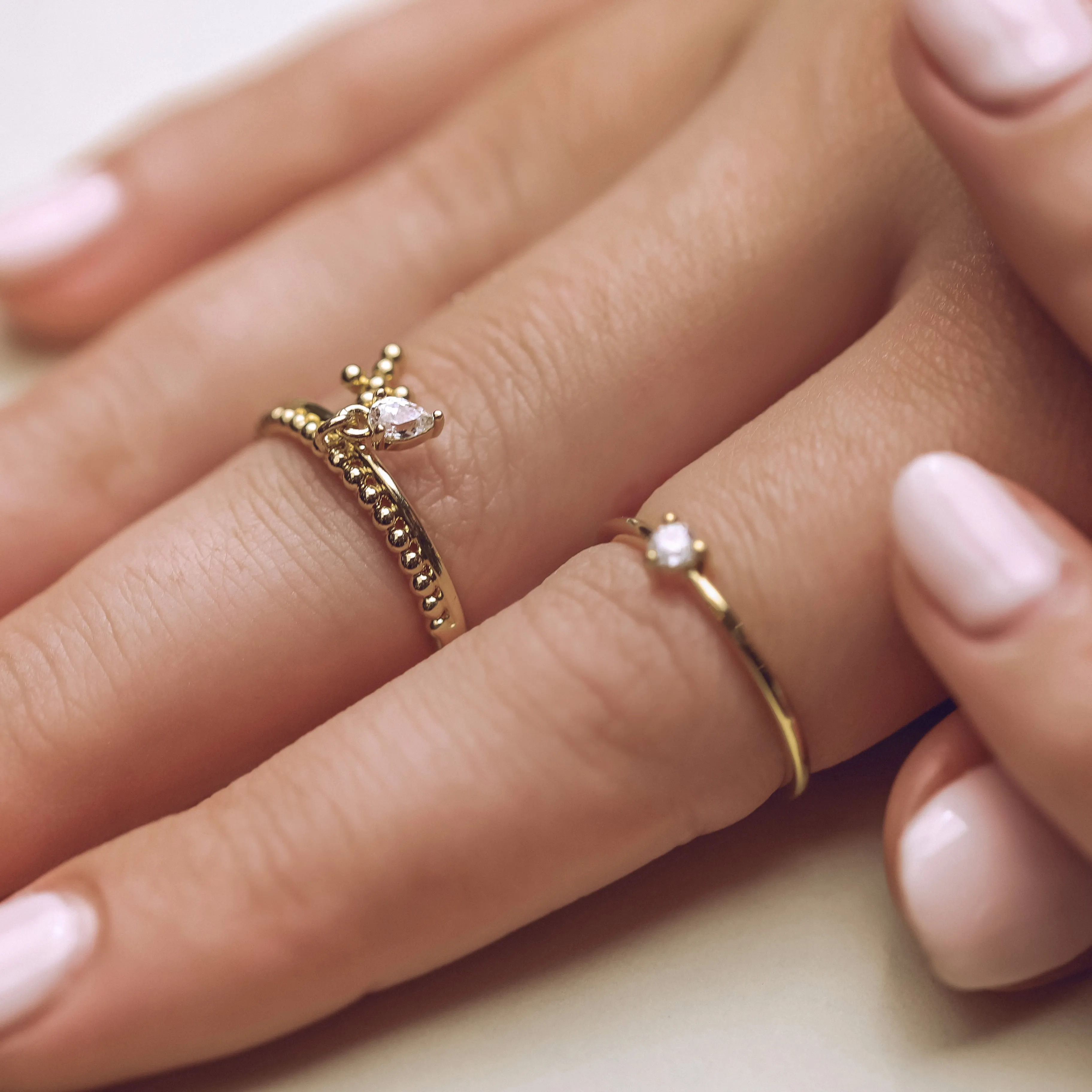 Stackable Tiny Solitaire Ring