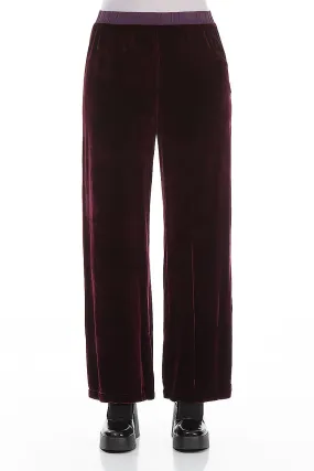 Straight Wide Mulberry Silk Velvet Trousers