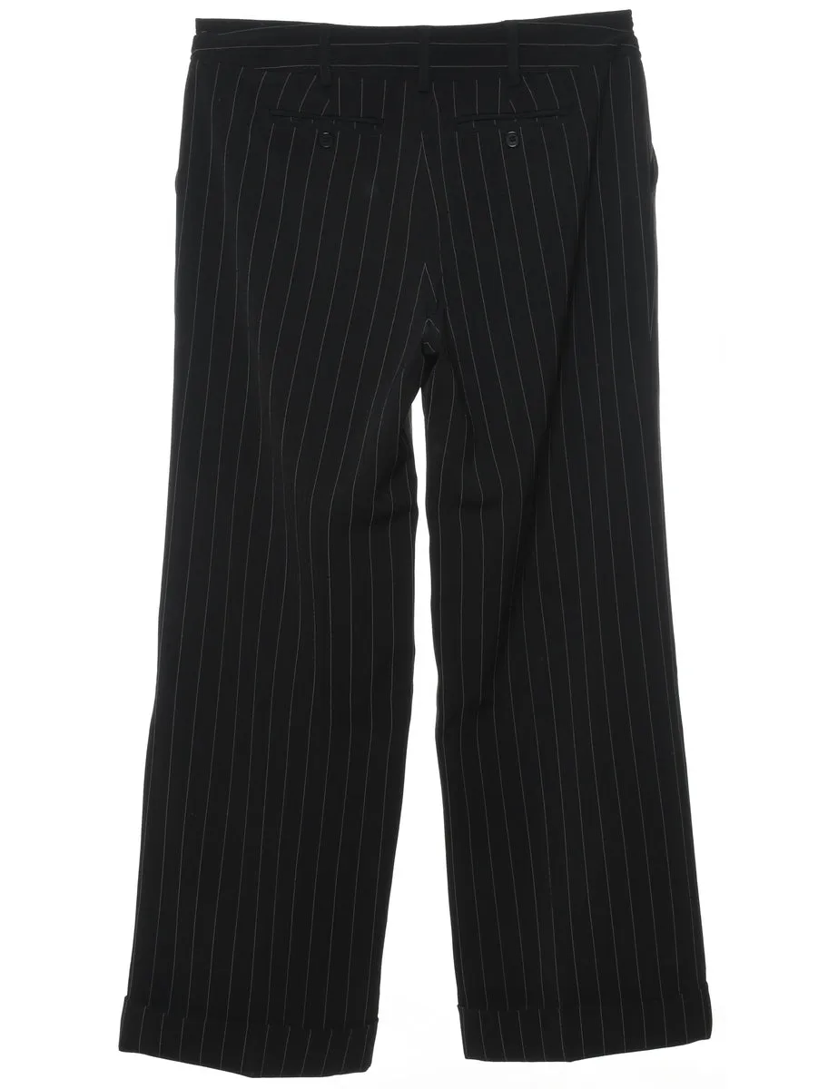 Striped Black Trousers - W32 L29