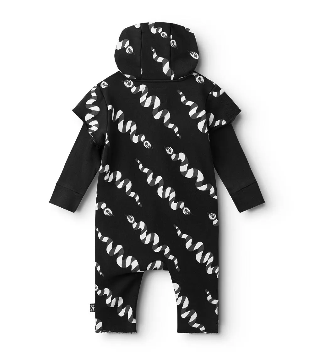 stripey snakes hooded overall