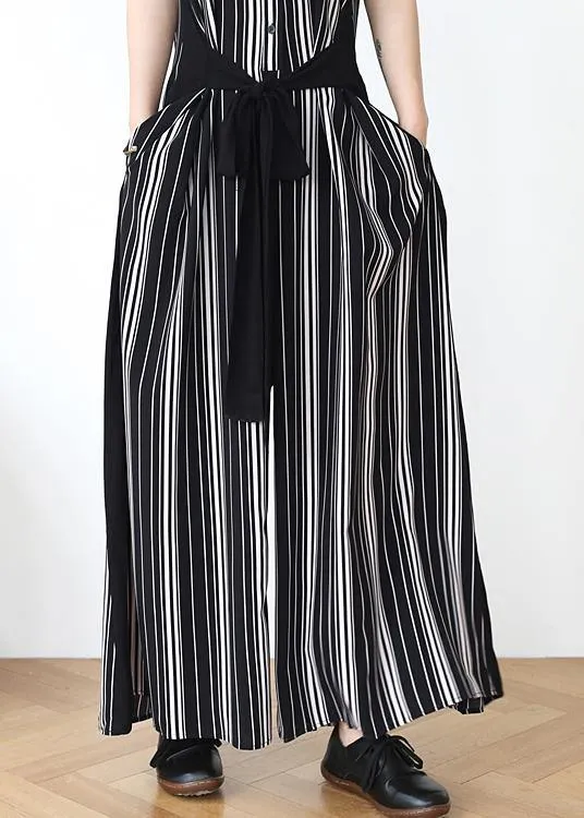 Summer new loose large size travel beach chiffon striped jumpsuit jumpsuit