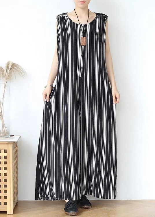 Summer new loose large size travel beach chiffon striped jumpsuit jumpsuit