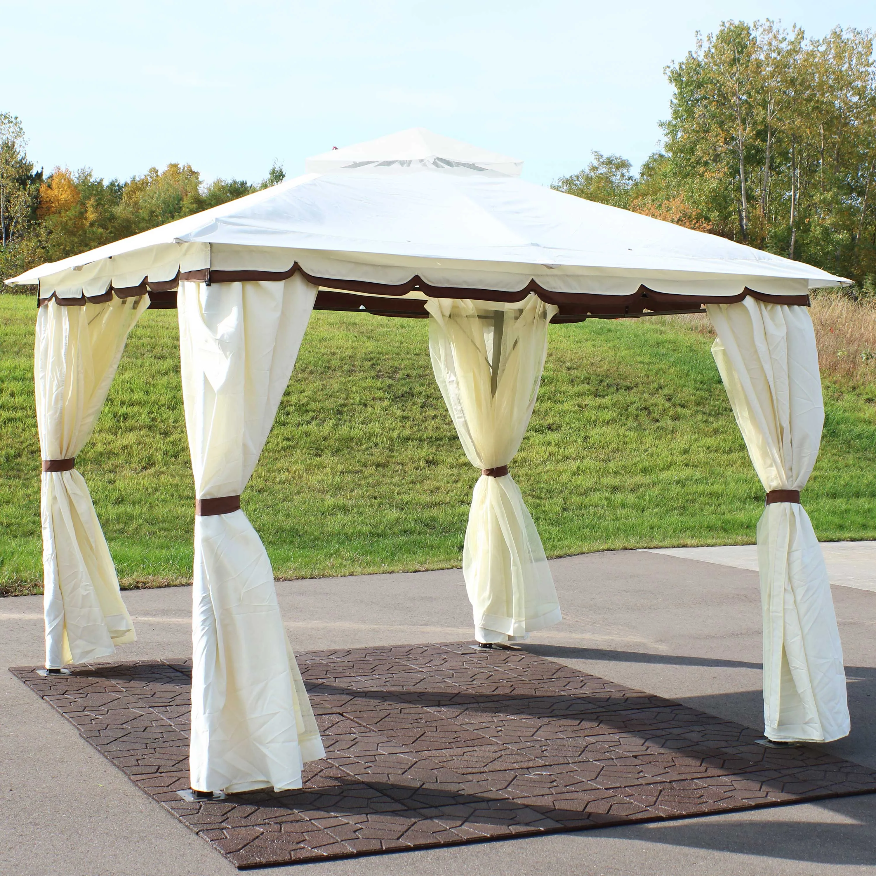 Sunnydaze 10' x 10' Gazebo with Screens and Privacy Walls