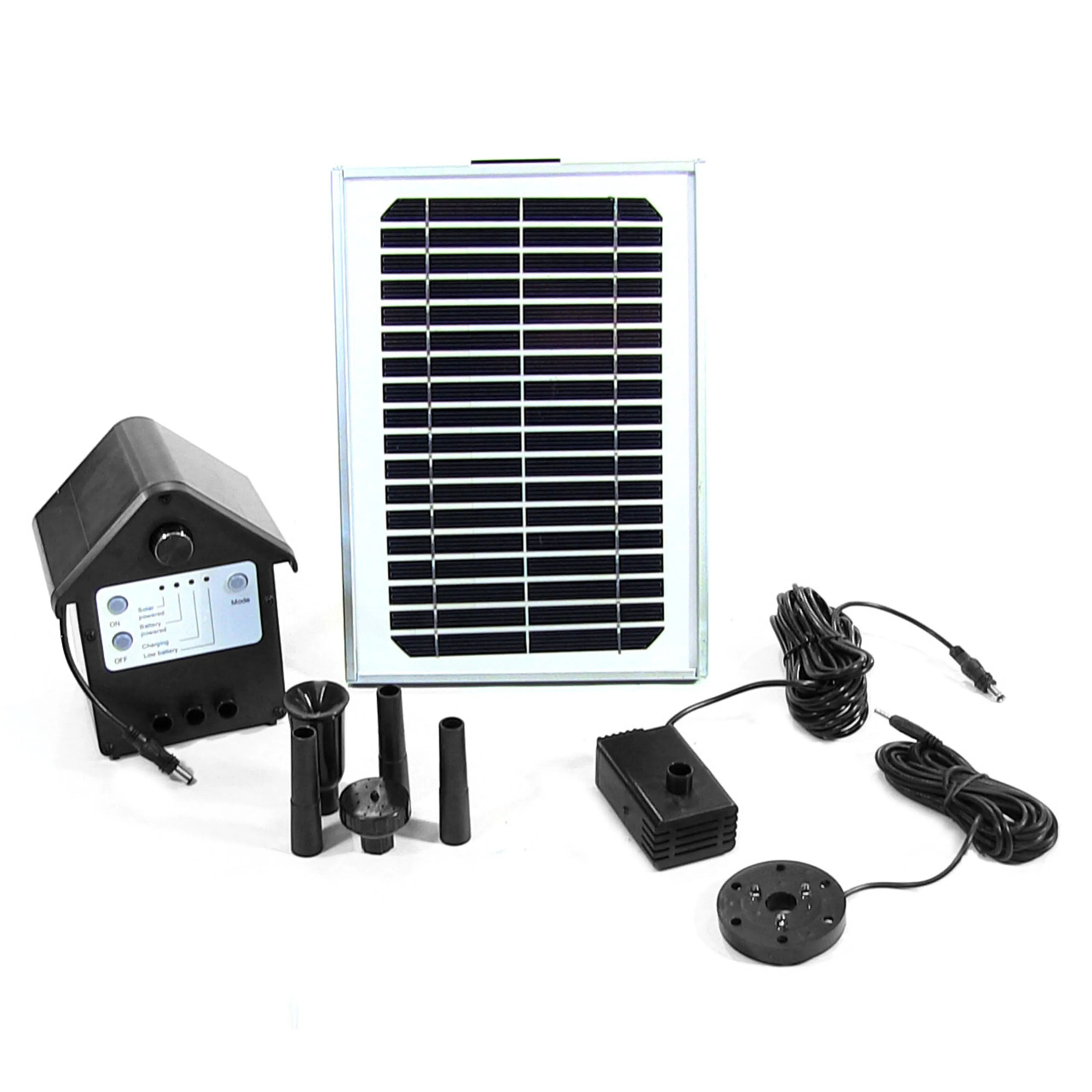 Sunnydaze 132 GPH Solar Pump and Panel with Battery & Light - 56" Lift