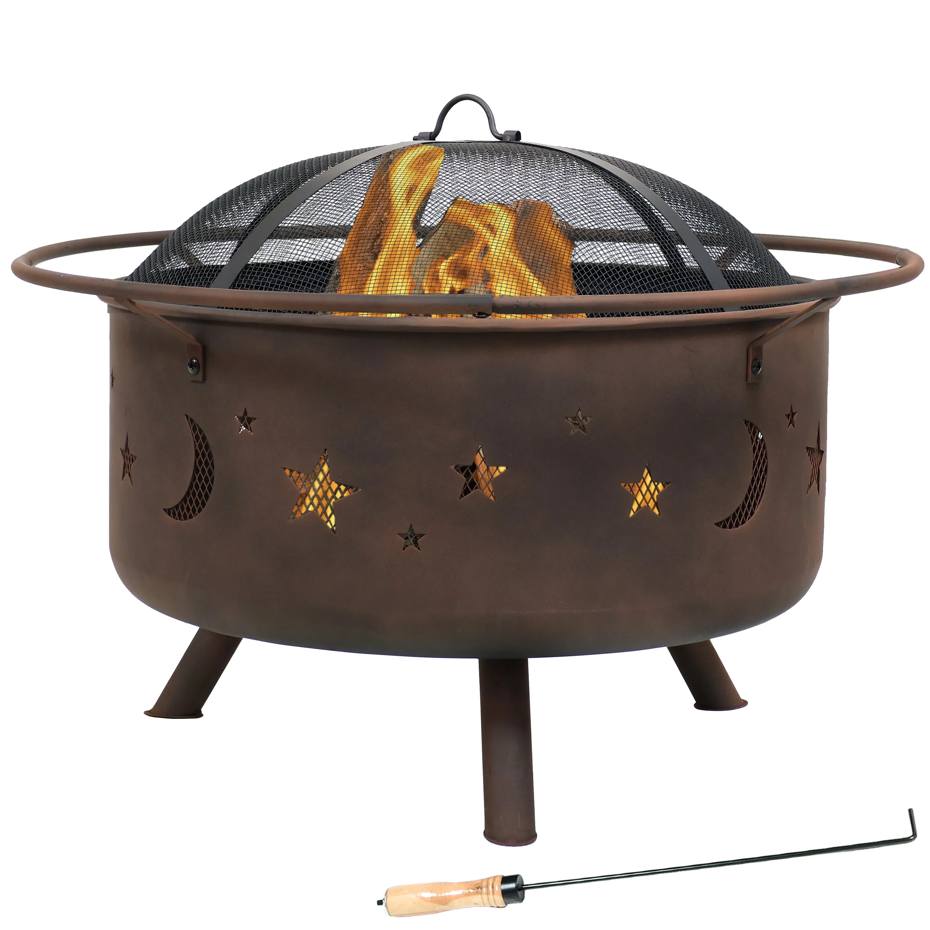 Sunnydaze 30" Cosmic Cooking Fire Pit with Grill Grate & Spark Screen