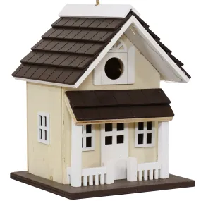 Sunnydaze Cozy Home LED Solar Wooden Outdoor Hanging Bird House - 9.25"