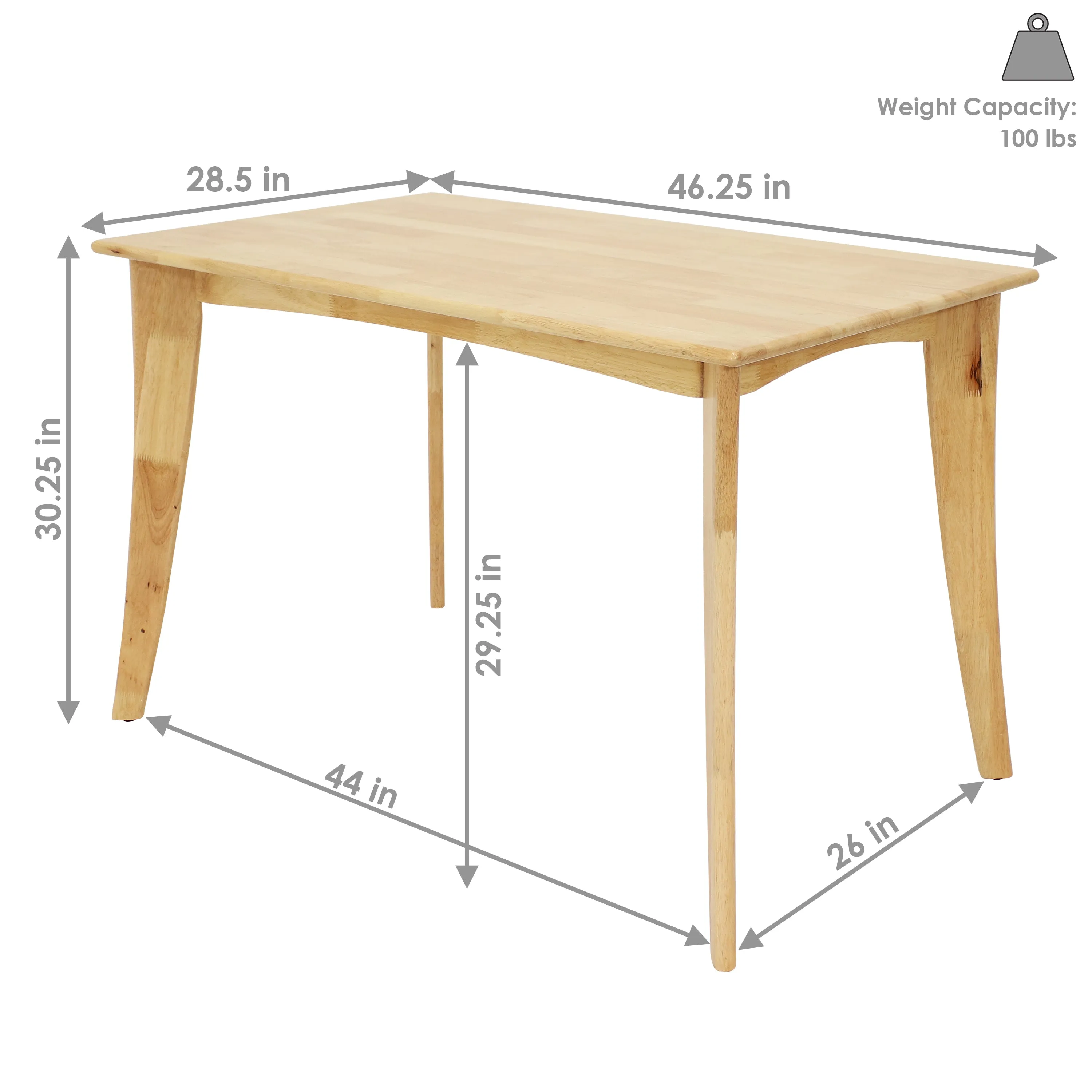 Sunnydaze James 4' Mid-Century Modern Dining Table - Natural