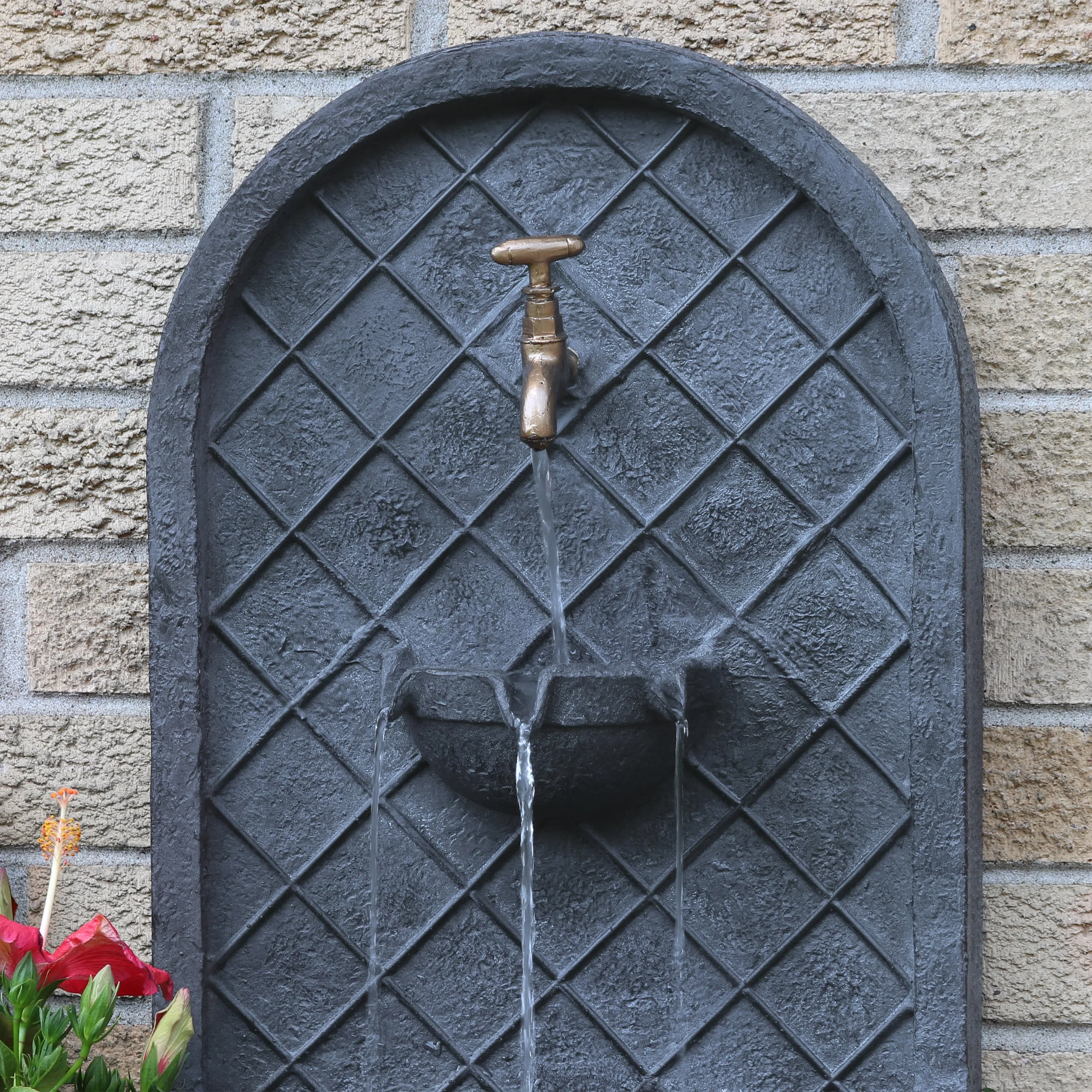 Sunnydaze Messina Outdoor Wall Fountain with Submersible Pump - 26" H