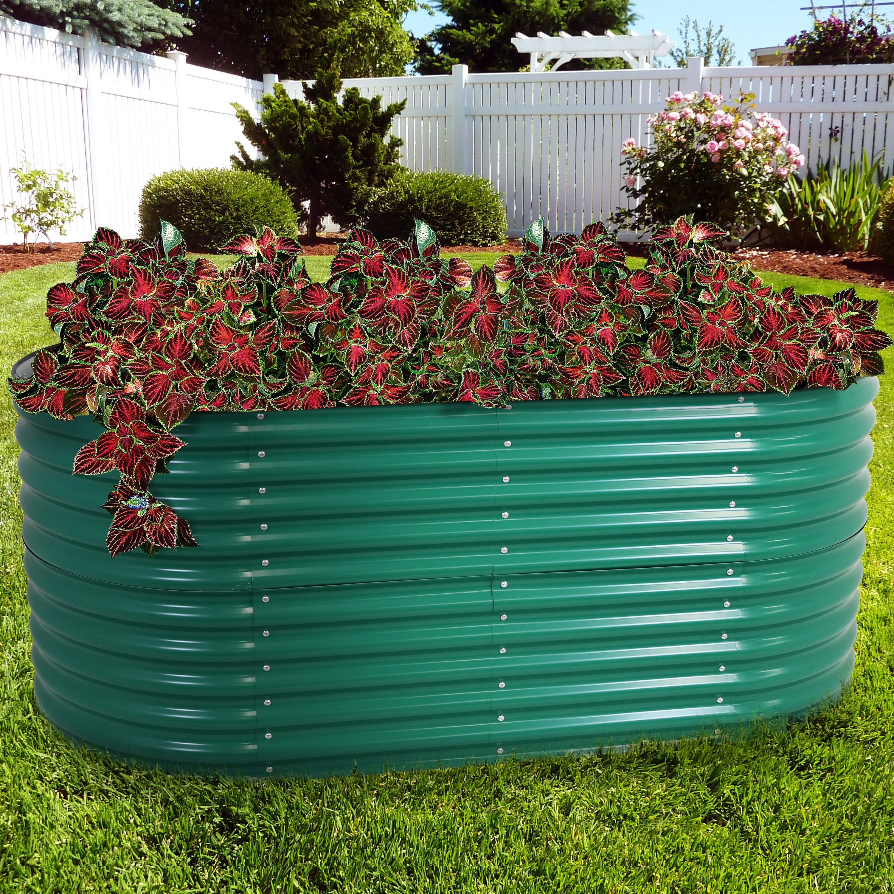 Sunnydaze Stackable Galvalume Steel Raised Garden Bed - 79" Oval