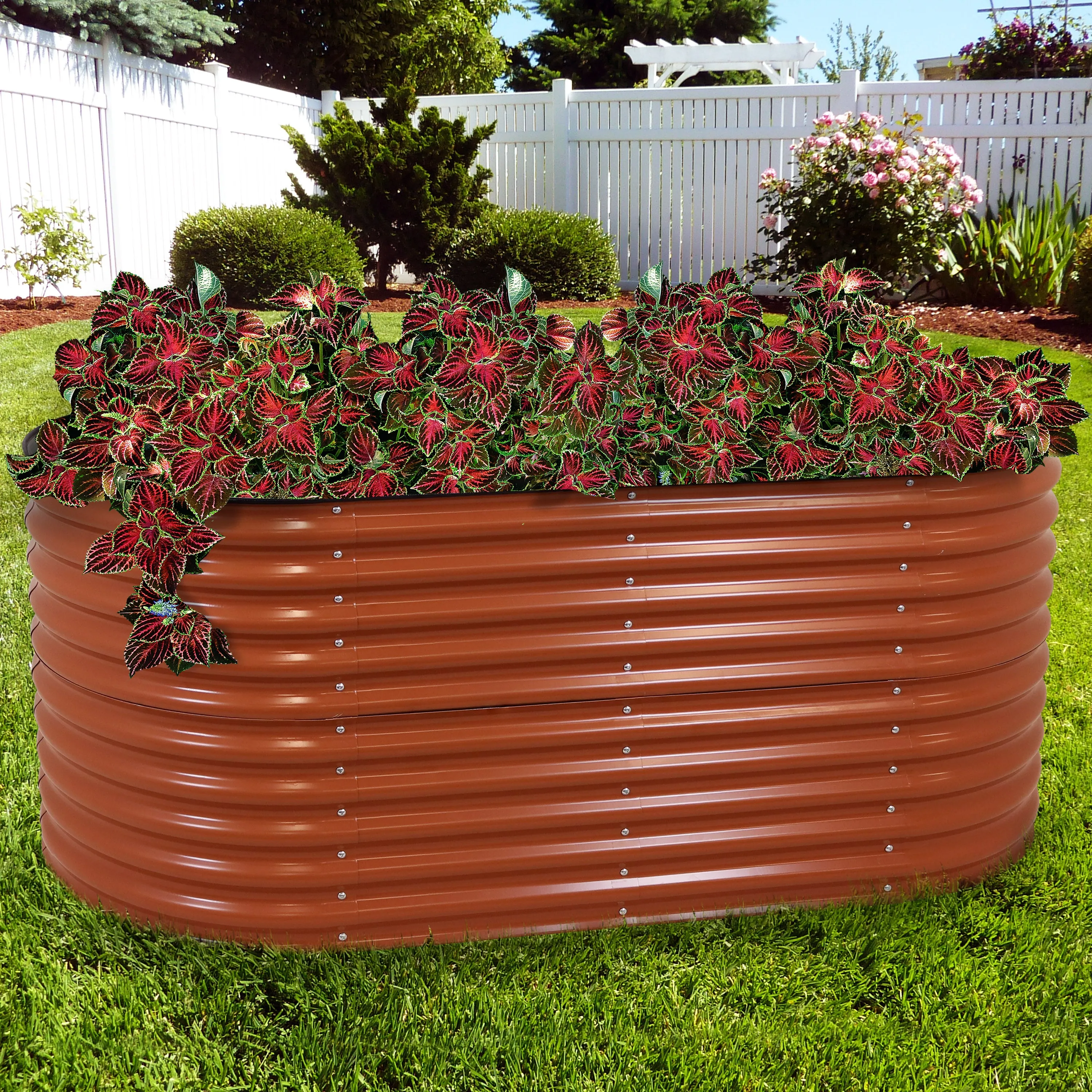 Sunnydaze Stackable Galvalume Steel Raised Garden Bed - 79" Oval