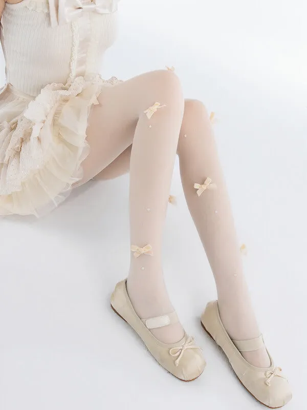 Sweet dollete pink bow beads tights