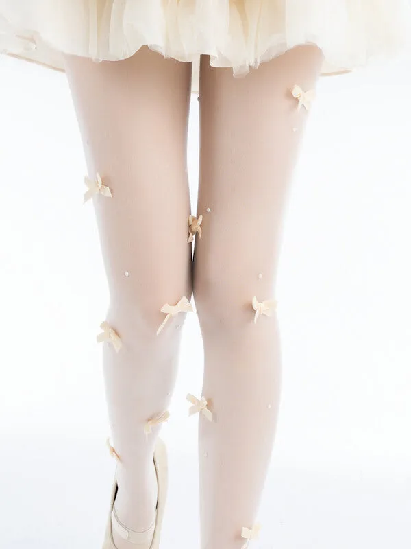 Sweet dollete pink bow beads tights