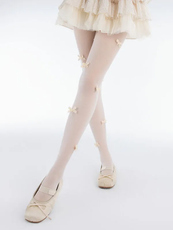 Sweet dollete pink bow beads tights