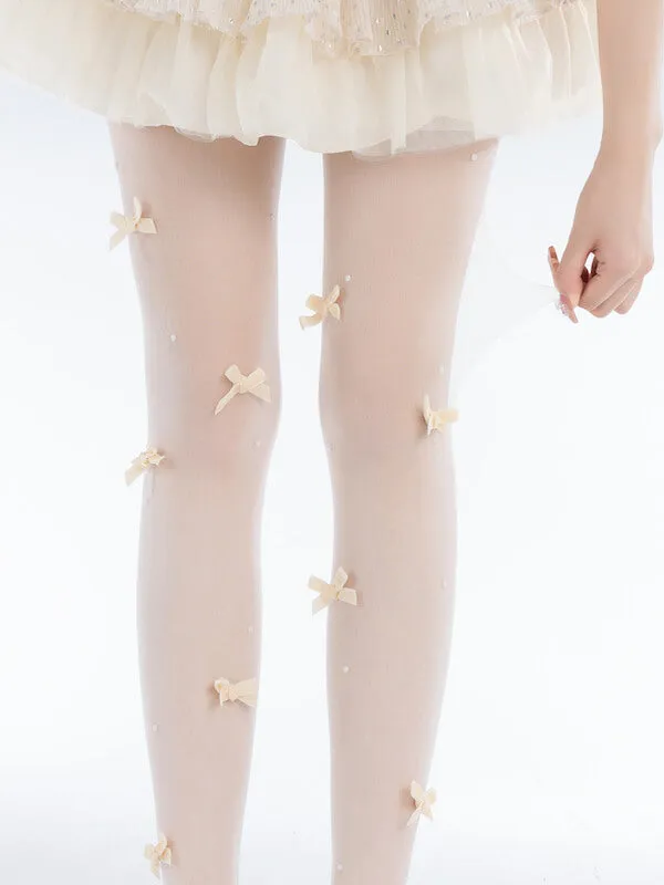 Sweet dollete pink bow beads tights