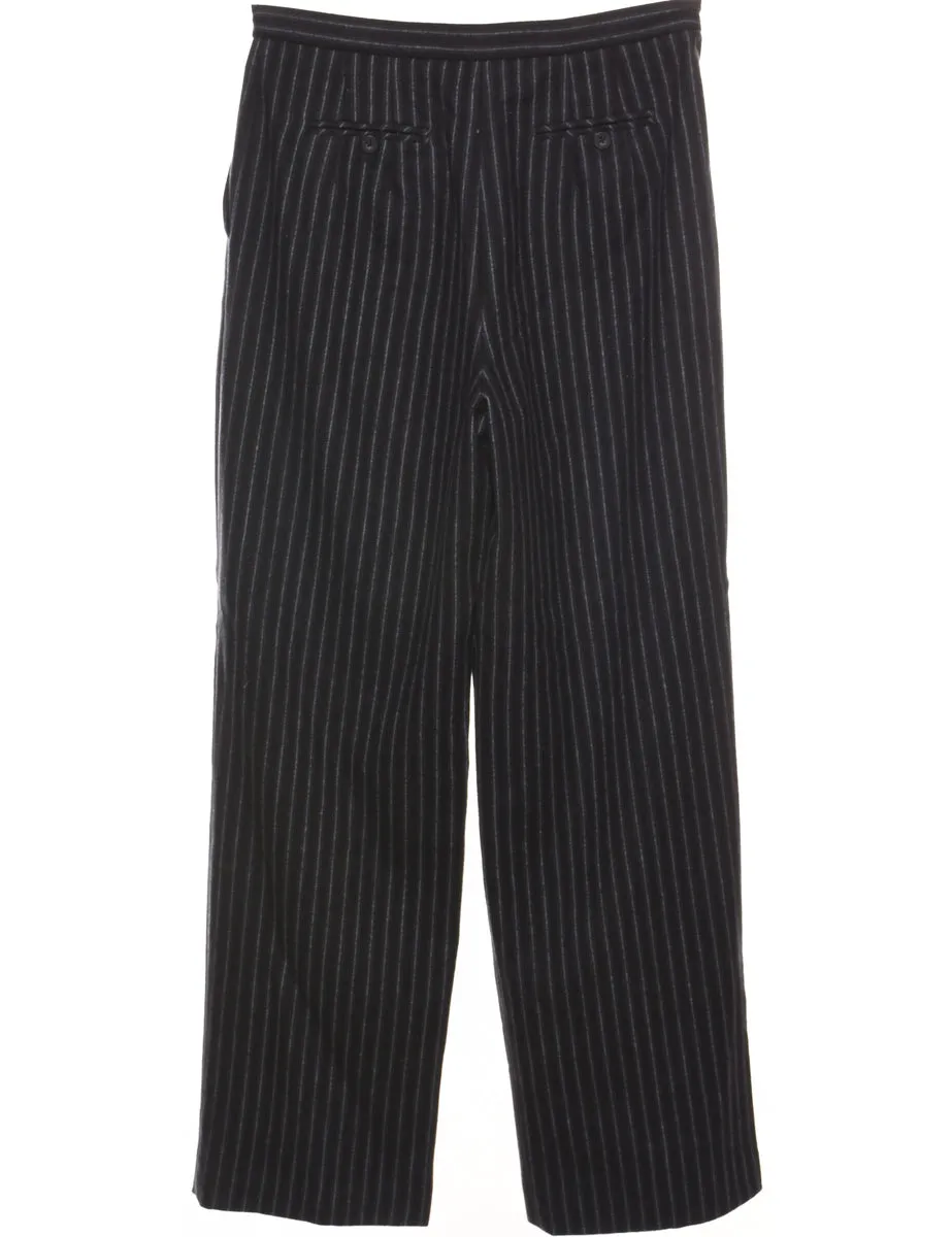 Talbots Striped Black & White Straight-Fit Trousers - W31 L30