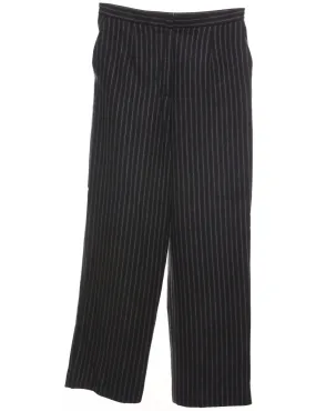 Talbots Striped Black & White Straight-Fit Trousers - W31 L30