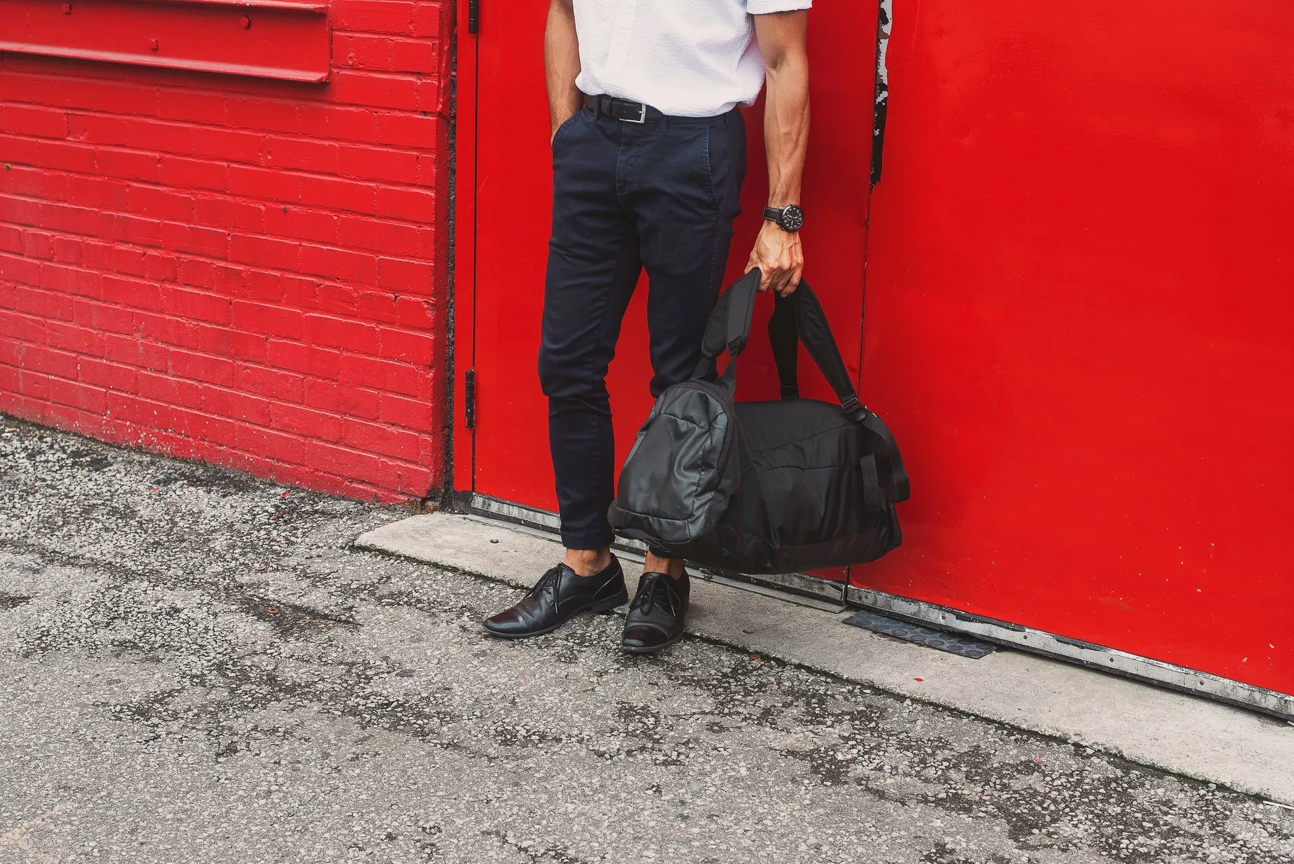 Tapered Navy Cotton Trousers