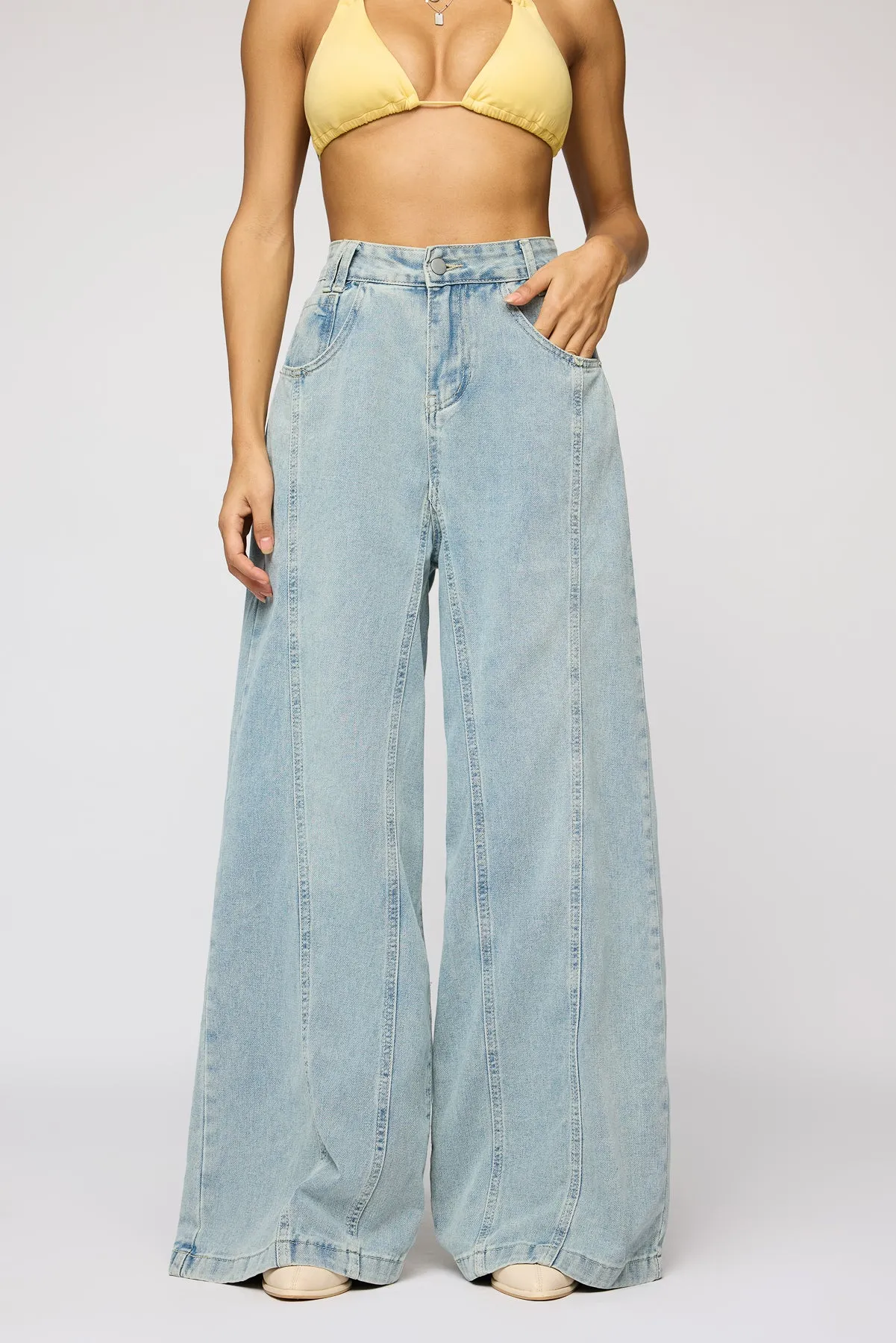 Tempest Light Blue Denim Flared Jeans