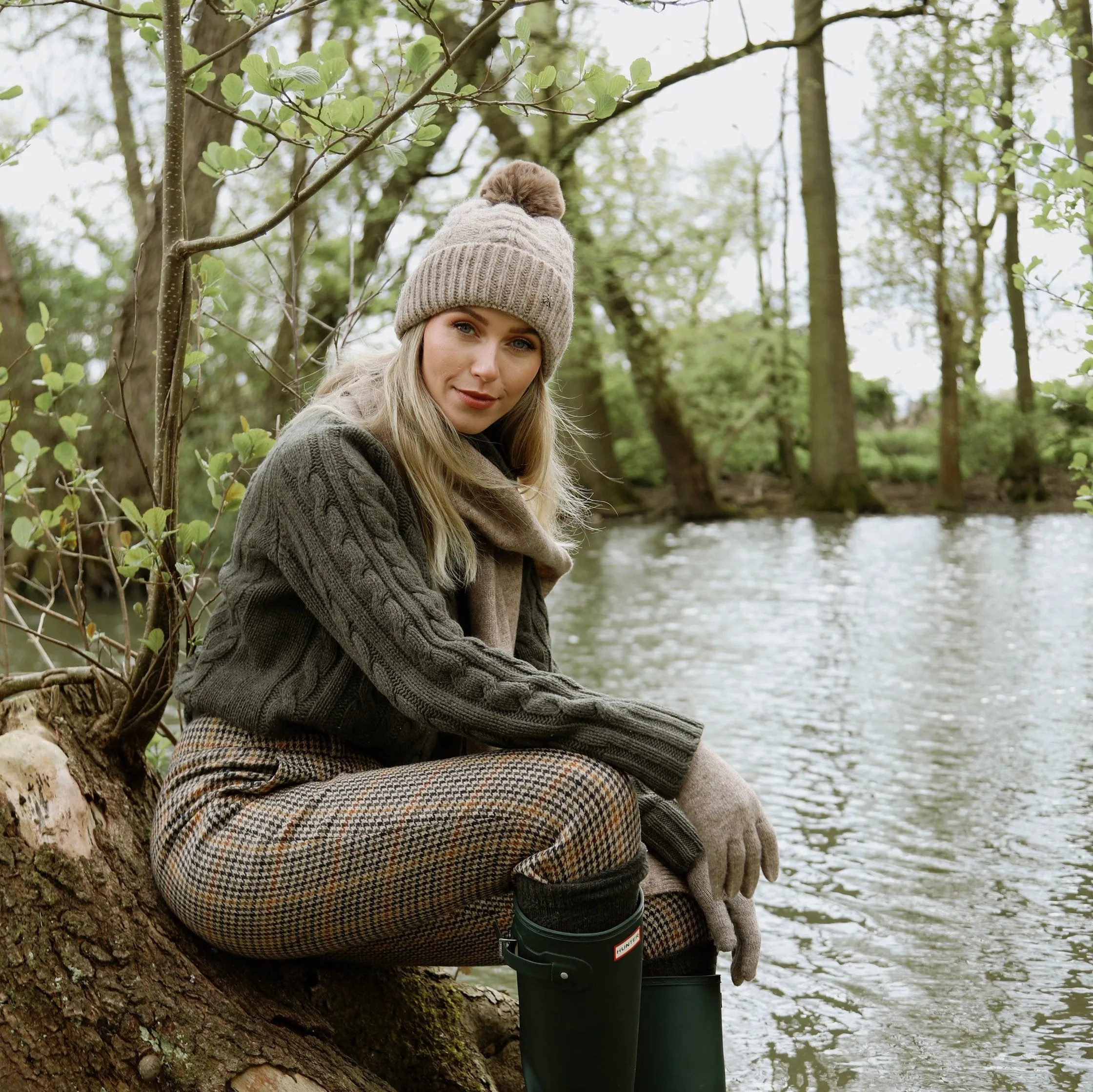 The Langham Pom Beanie in Walnut