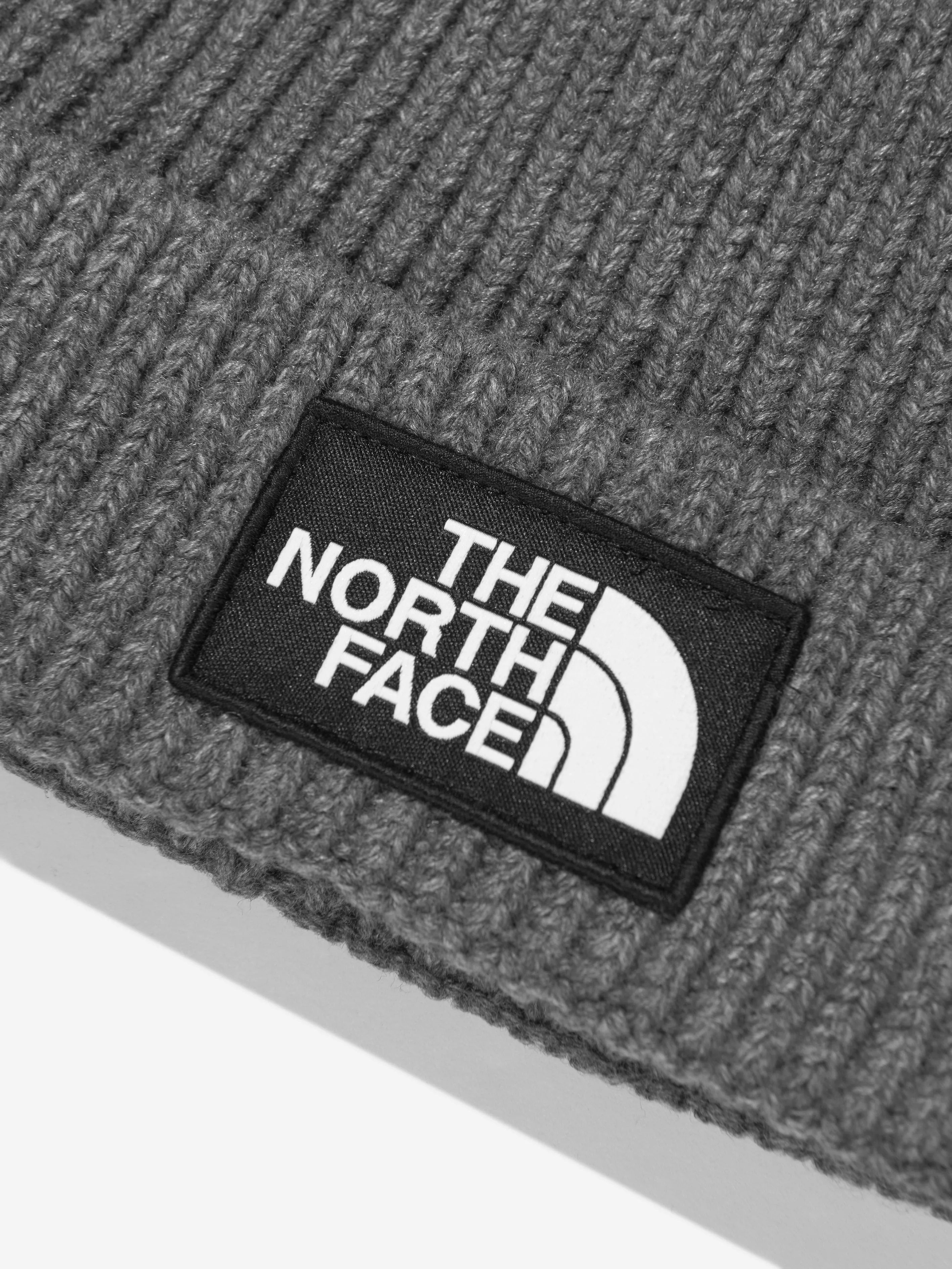 The North Face Kids Box Logo Cuffed Beanie in Grey