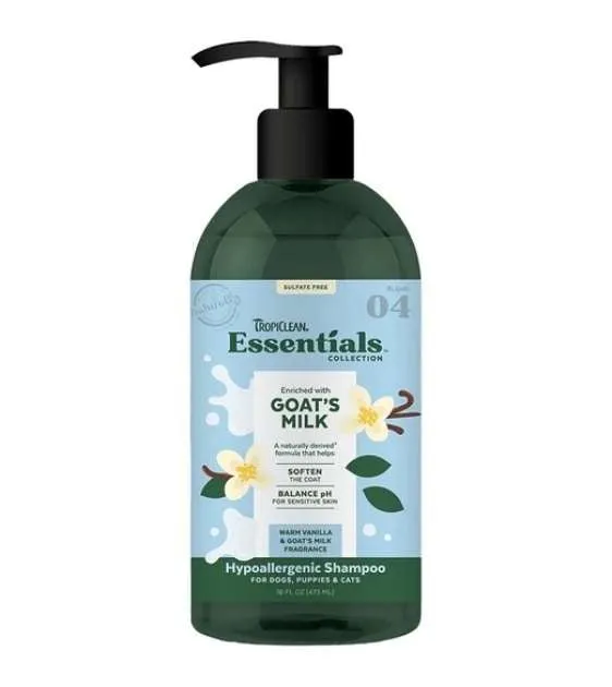 Tropiclean Essentials Goat's Milk Hypoallergenic Shampoo For Puppies, Dogs & Cats