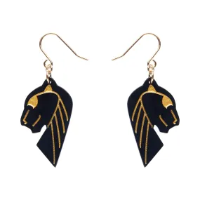 Untamed Elegance Essentials Jaguar Dangle Earrings in Black & Gold