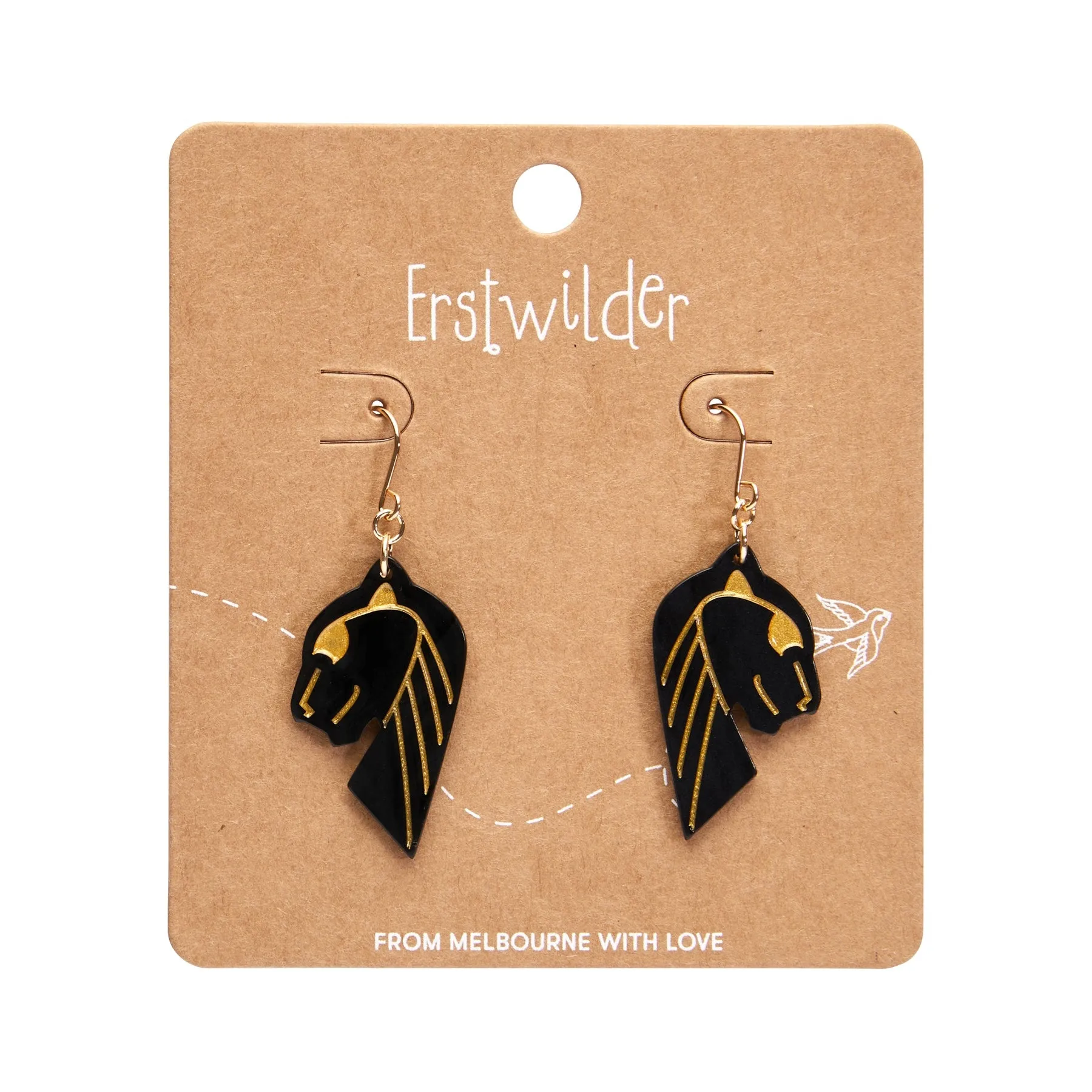 Untamed Elegance Essentials Jaguar Dangle Earrings in Black & Gold