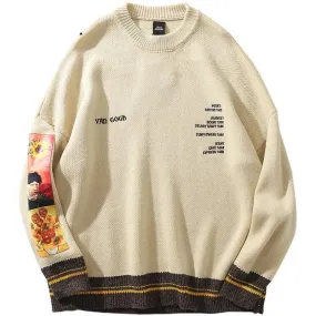 Van Gough Knitted Embroidery Sweater