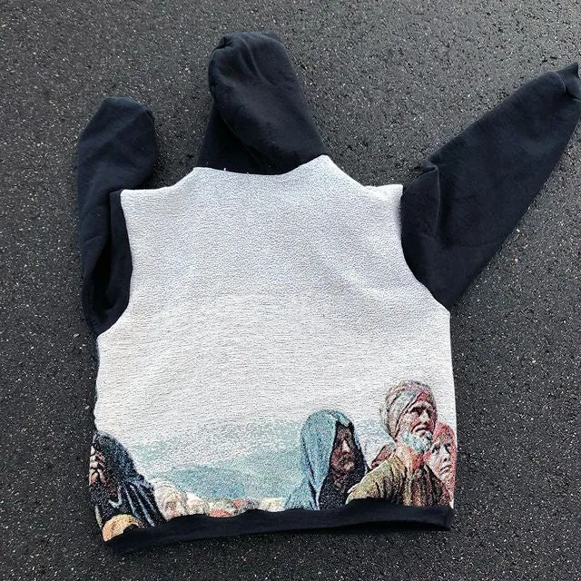 Vintage Celestial Print Long Sleeve Casual Hoodie