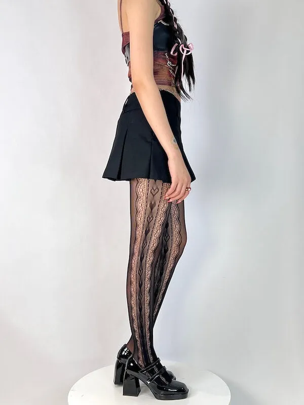 Vintage hollow vertical lace tights