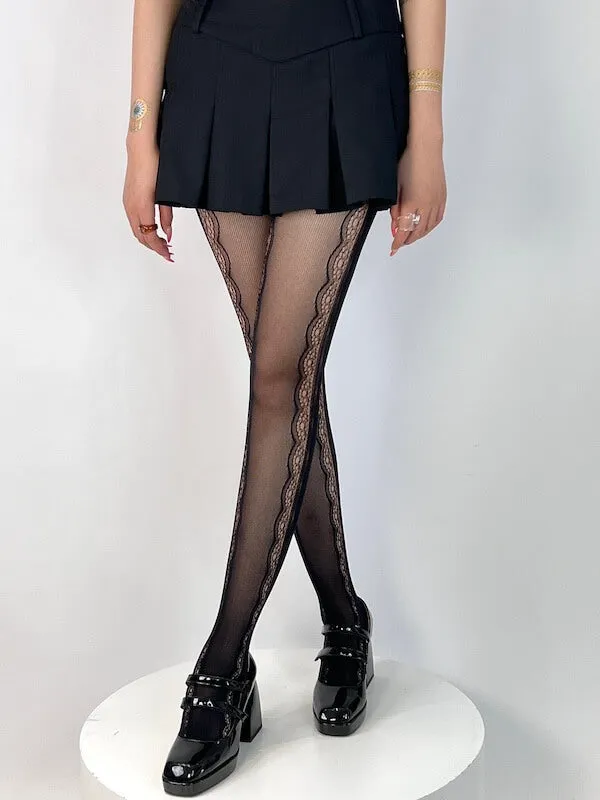 Vintage hollow vertical lace tights