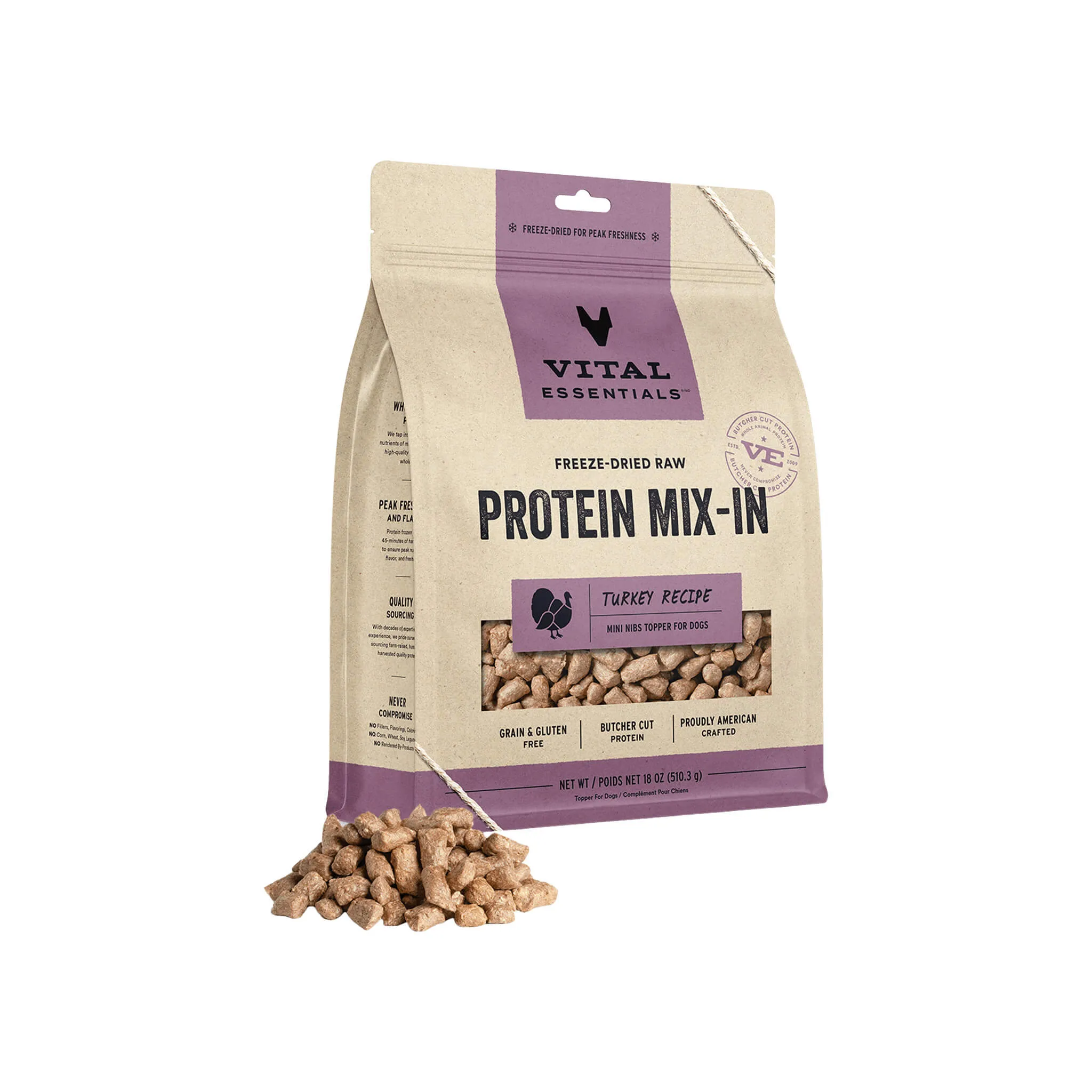 Vital Essentials Freeze-Dried Raw Protein Mix-In Mini Nibs for Dogs