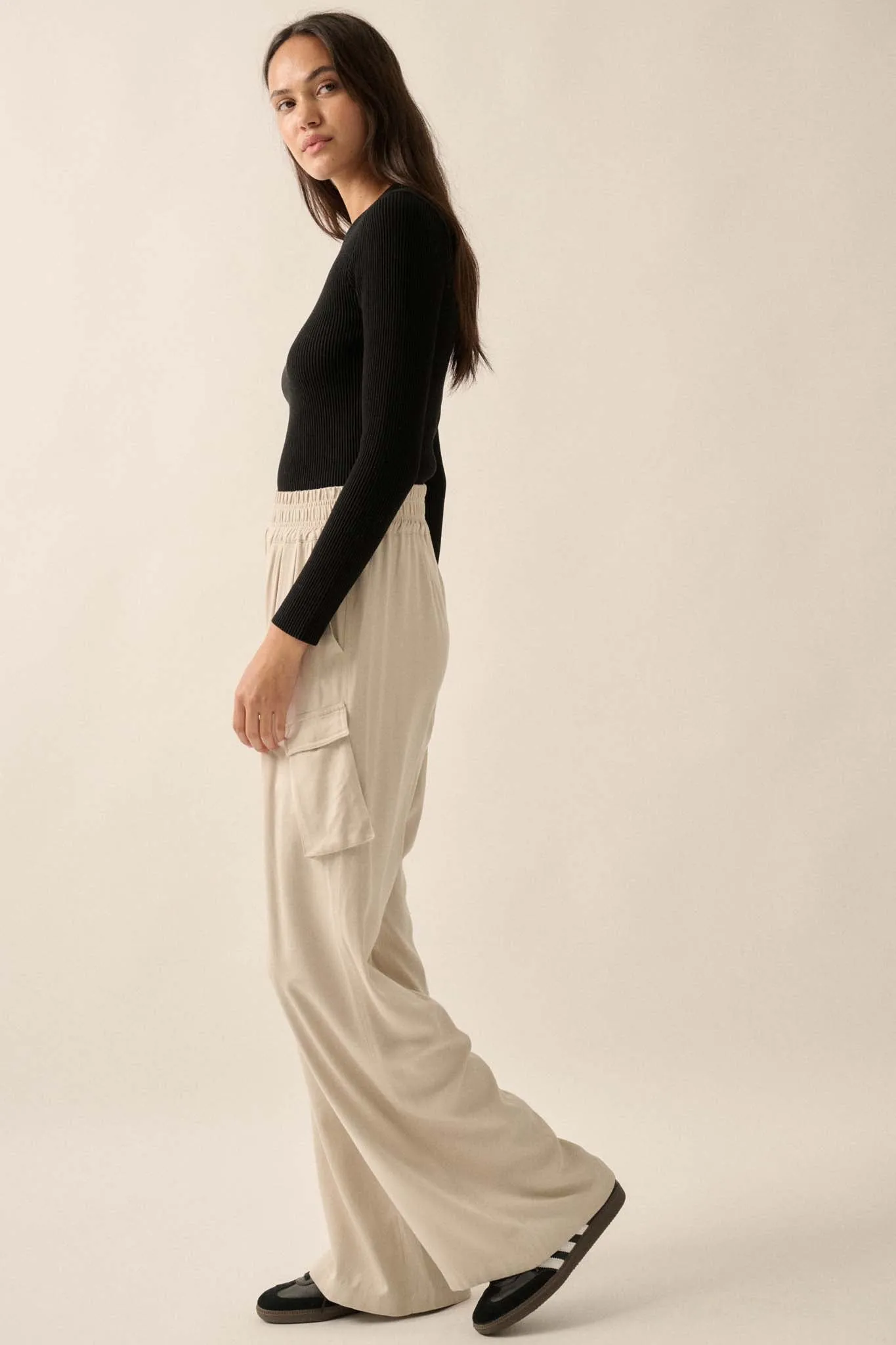 Walk the Talk Wide-Leg Twill Cargo Pants