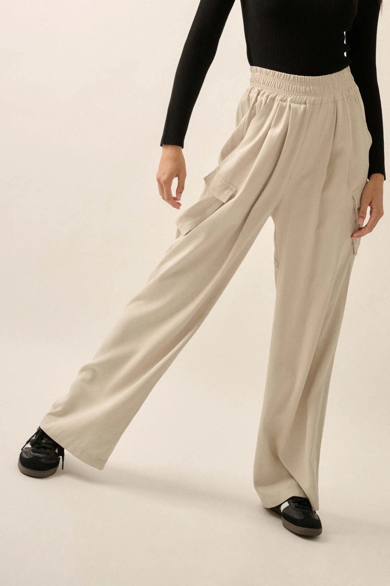 Walk the Talk Wide-Leg Twill Cargo Pants