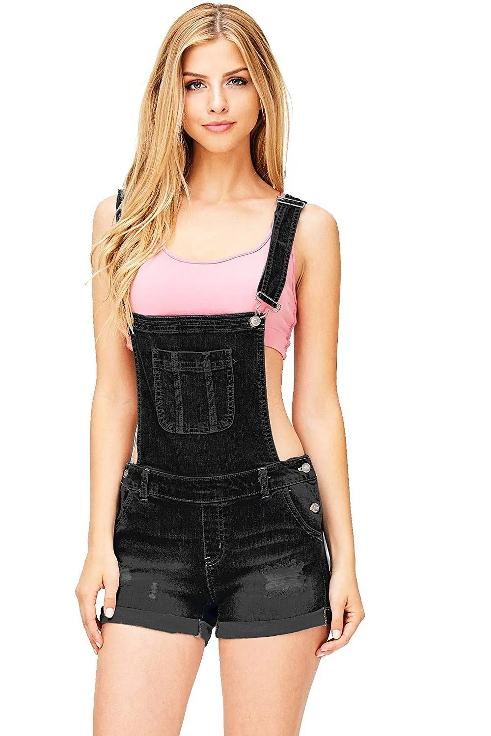 Wax Women's Distressed Shortalls