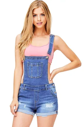 Wax Women's Distressed Shortalls