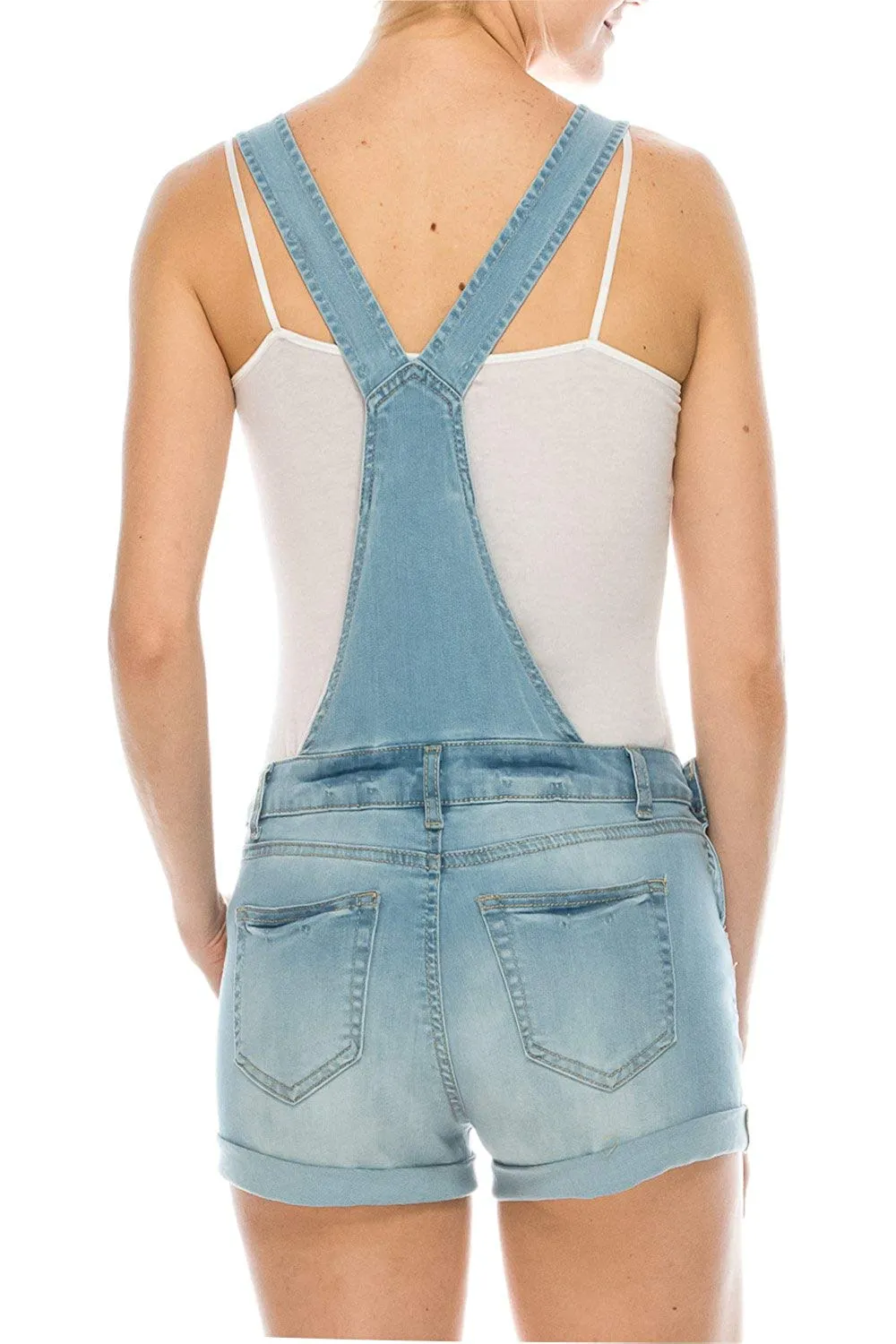 Wax Women's Distressed Shortalls