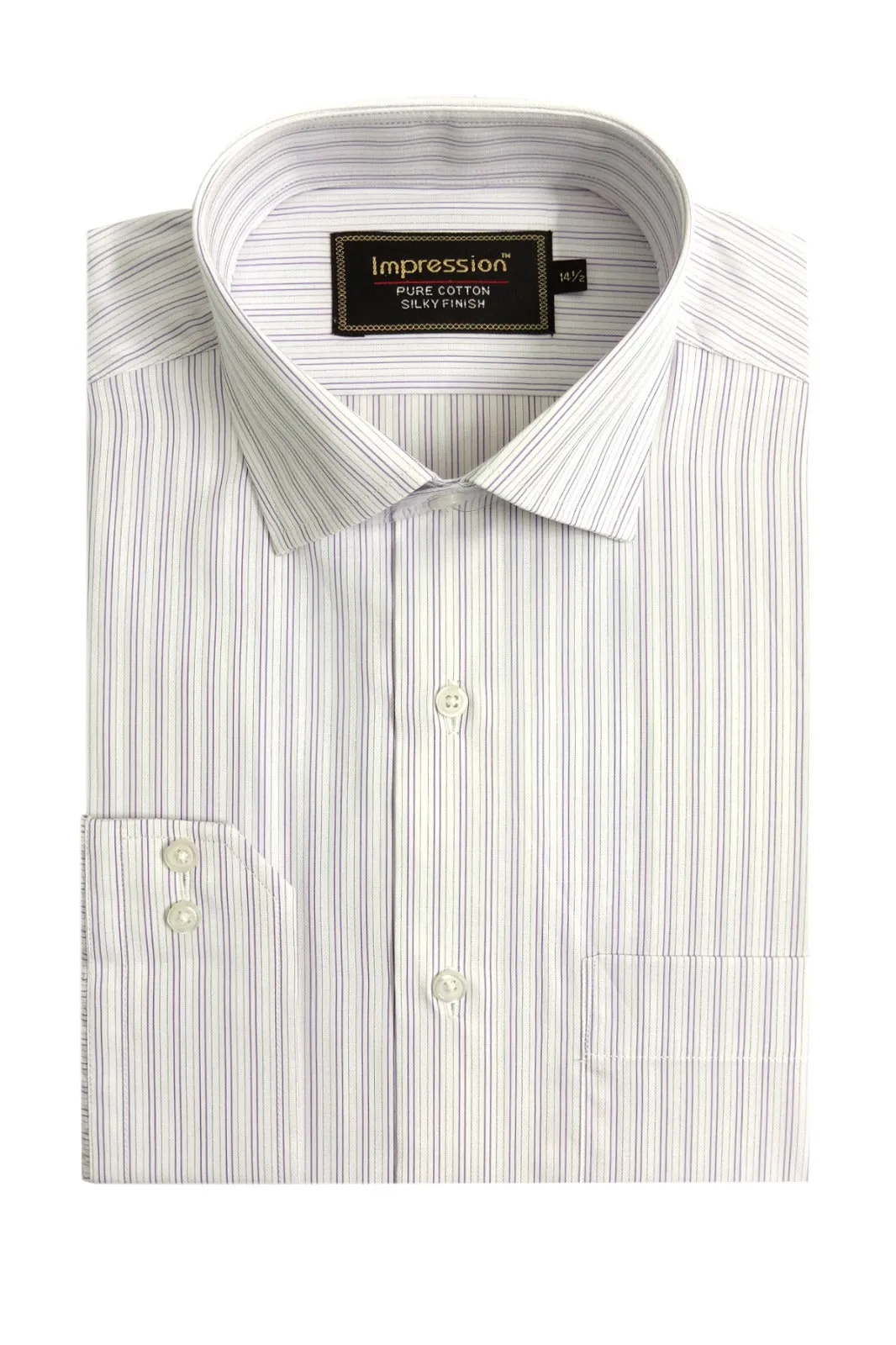 White and Purple Lining Formal Shirt