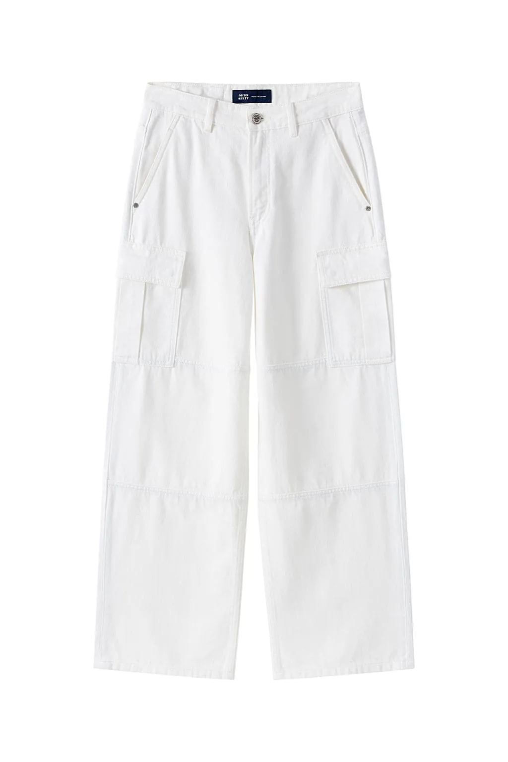 White Cargo Style Straight Jeans