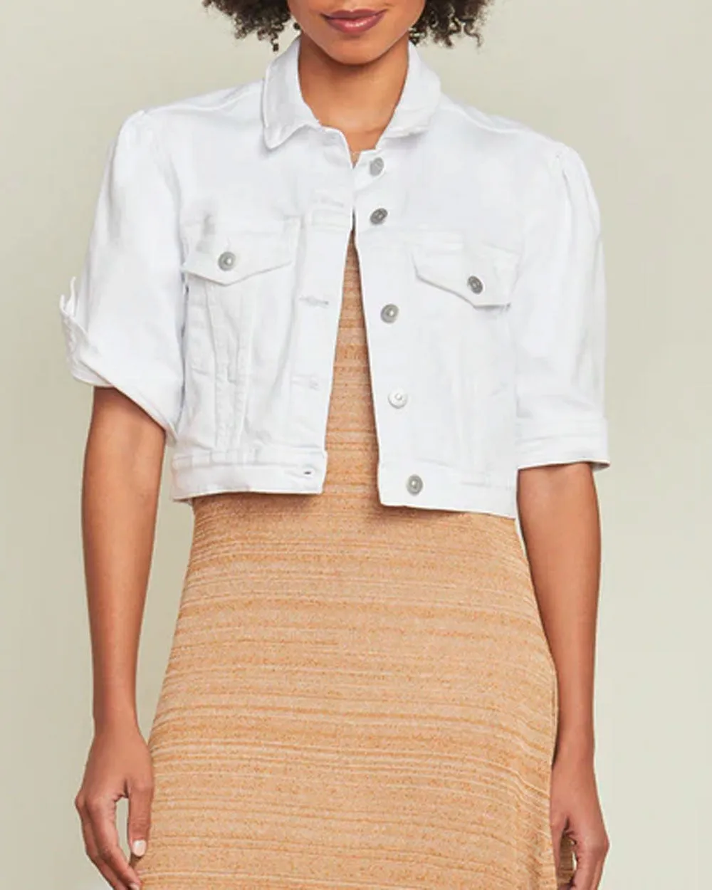 White Raina Short Sleeve Denim Jacket